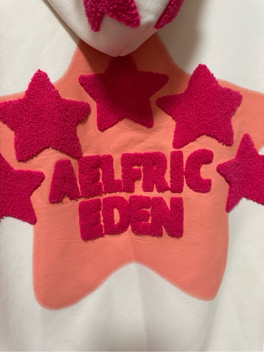 Aelfric Eden Vintage Coral Hoodie with Hot Pink Chenille Stars